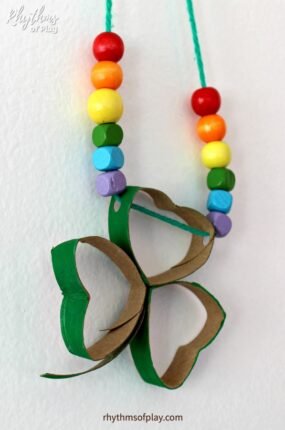 recycled toilet paper roll shamrock craft for kids