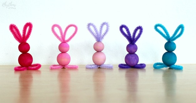 easy bunny pipe cleaner and wooden bead craft for kids and adults