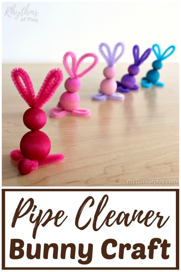 how to make pipe cleaner bunnies with wooden beads (Original bunny crafts and photos by c. Kartychok and Nell Regan K. co-founders of Rhythms of Play)