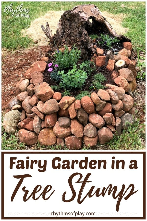 fairy garden tree stump diy backyard project