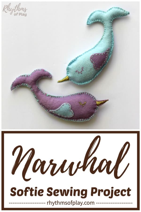 narwhal plush toy beginning sewing project