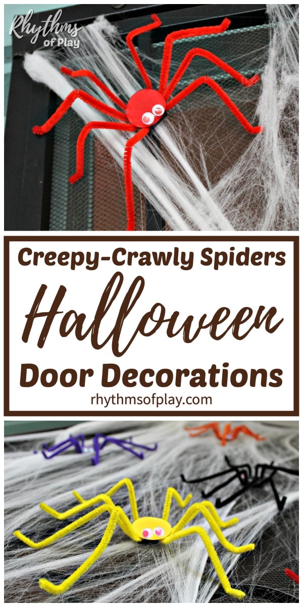 Halloween spider decorations on spider web