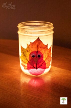 How to make a leaf lantern or luminary with a Thanksgiving turkey.