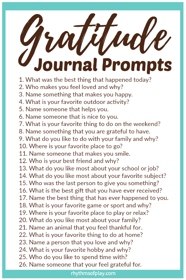 Printable Gratitude Journal Prompts 