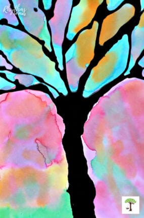 winter tree silhouette art watercolor painting ideas for kids and adults