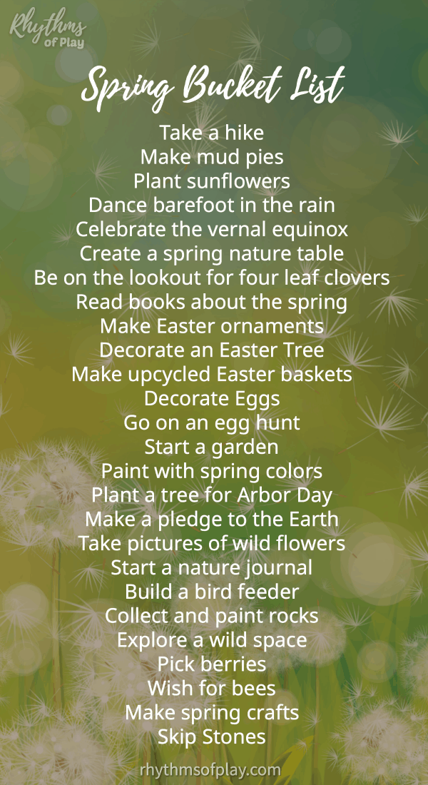 Spring bucket list of activities to do in the spring