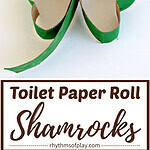 St Patricks Day shamrock crafts and decorations made with recycled toiled paper tube