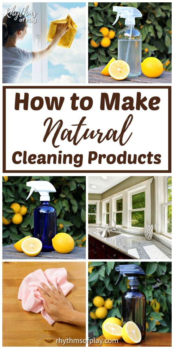 DIY all natural cleaning products being used to clean surfaces all over the house and workplace.