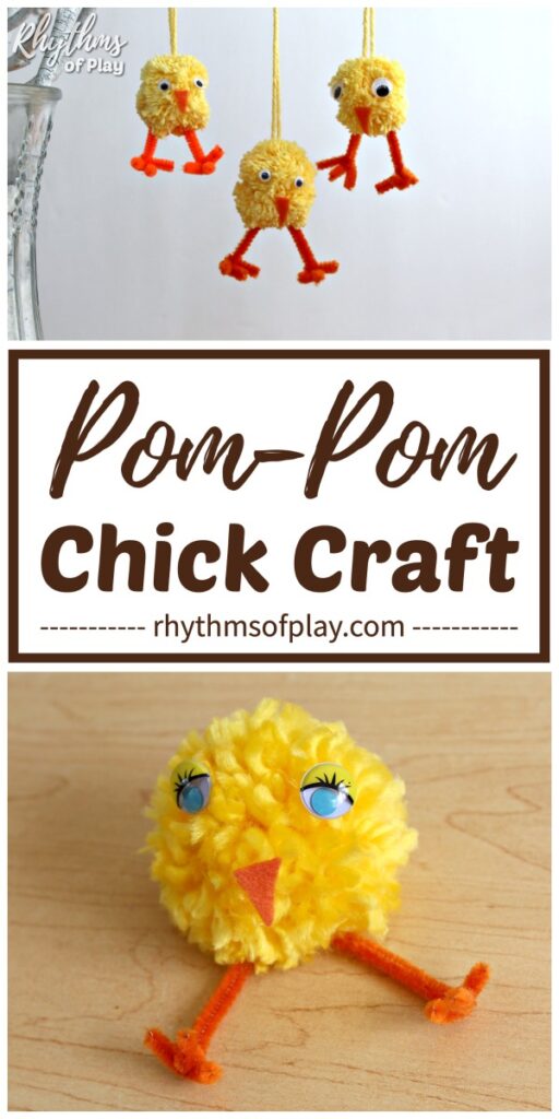 Homemade pom-pom chick ornaments and baby chick crafts 