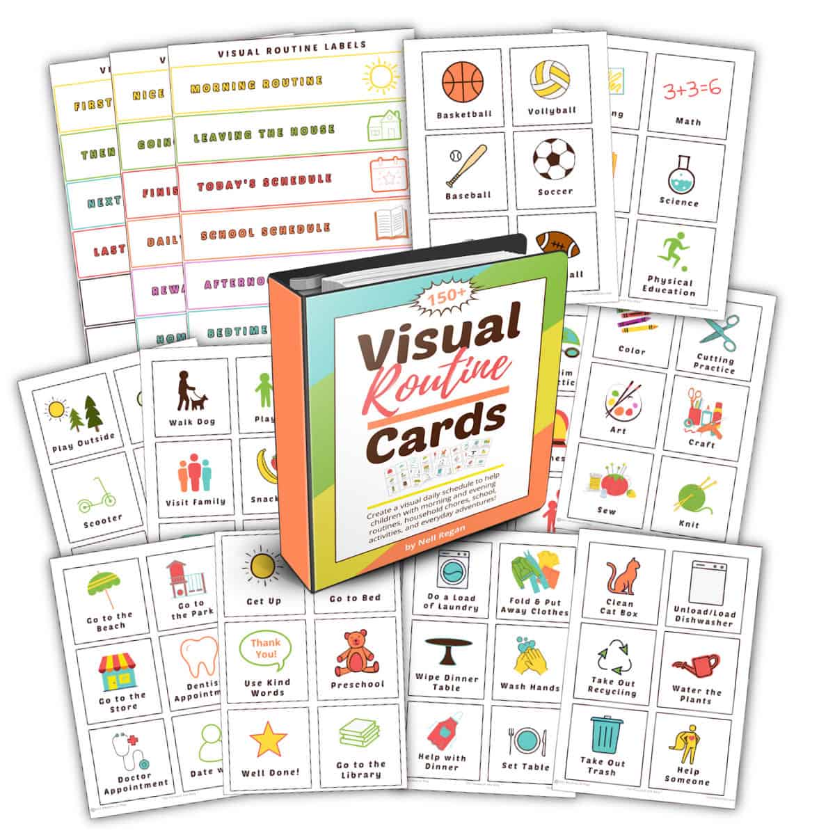 Picture of visual routine cards included in set to help children learn to self-regulate