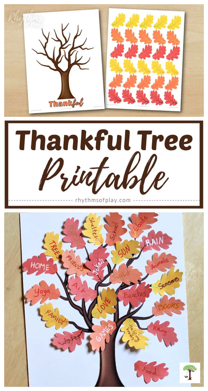 printable gratitude tree before and after decorating thankful tree craft for Thanksgiving