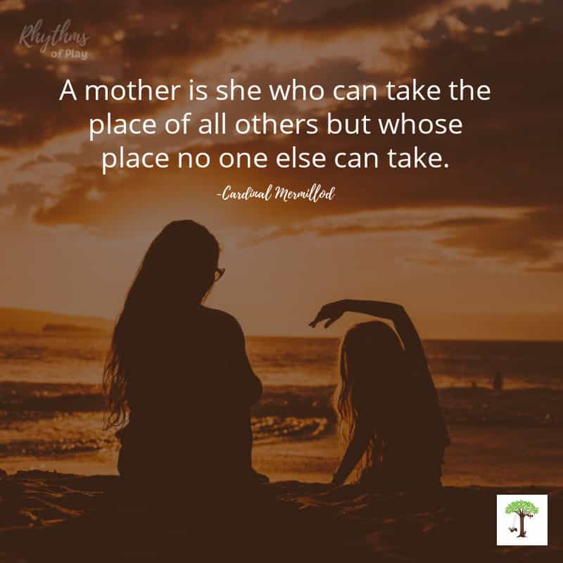 Gifts for mom quote, "A mother is she who can take the place of all others, but whose place no one else can take."