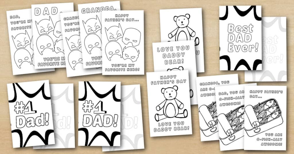 printable coloring Father's Day Cards for dad and grandpa