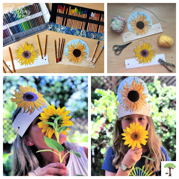 How to make paper flower crown from sunflower coloring page