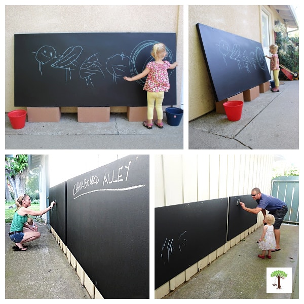 outdoor DIY chalkboard art by Charlize, Nick, and Nell Kartychok