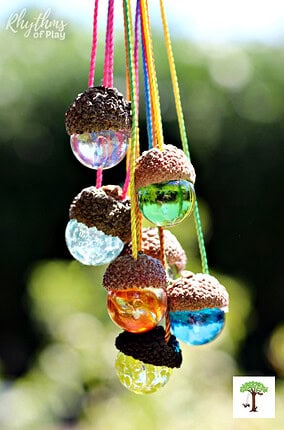 Marble crafts! Homemade DIY acorn necklaces made with marbles.