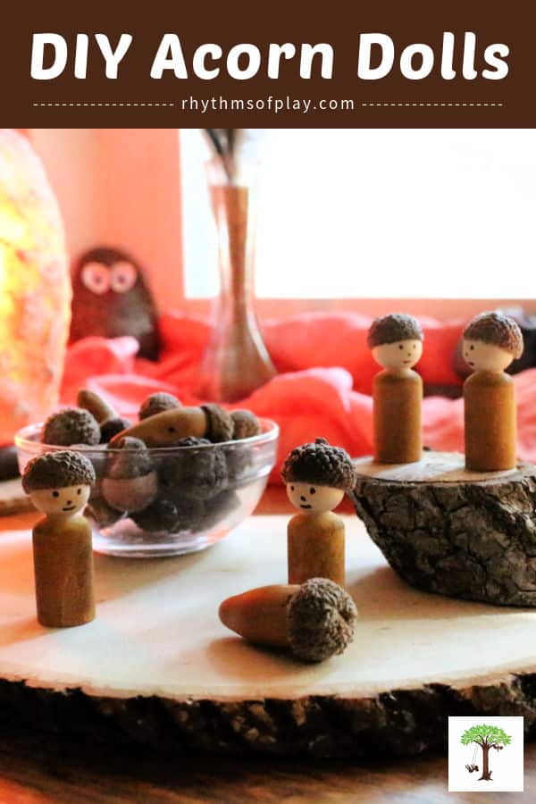 Acorn dolls craft and DIY toy for kids.