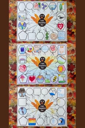 Here's what printable Thanksgiving coloring placemats look like when they are finished--Happy Thanksgiving!