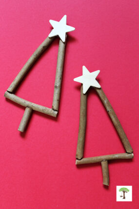 DIY twig tree ornaments to decorate Christmas tree and winter holiday displays.