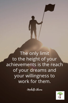 action plan to achieve goals quote, "The only limit to the height of your achievements is the reach of your dreams and your willingness to work for them."