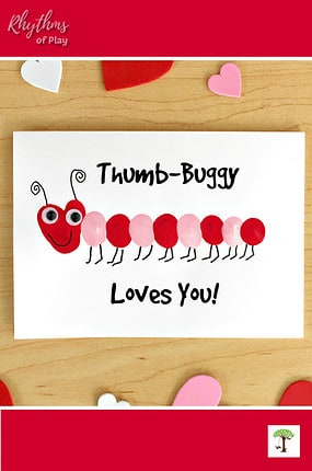 Thumb-Buggy fingerprint love bug craft tutorial and DIY ideas including cards for Valentine's Day, Mother's Day and more!