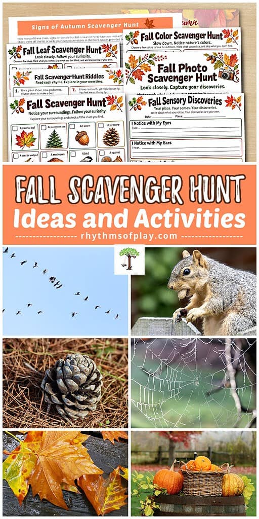 Fall Scavenger Hunt Printable Activities and Photos of what you might find while exploring autumn.