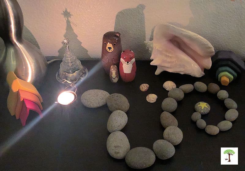Example of a stone countdown calendar with a nature theme.