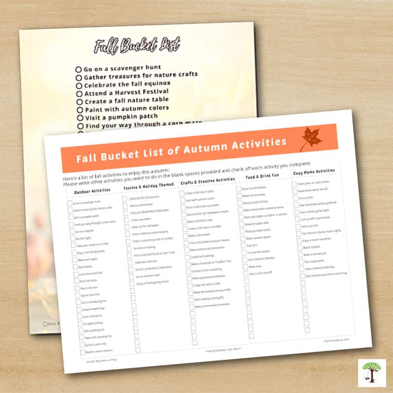 Fall Bucket List Printable: Now with two printable list of Fall family activities.